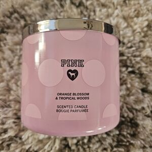 Victoria's Secret PINK 3 Wick Candle Orange Blossom & Tropical Woods Rare
